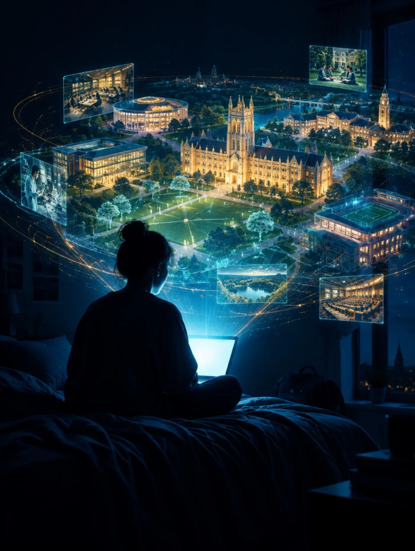 Aspirante explorando un campus desde su celular
